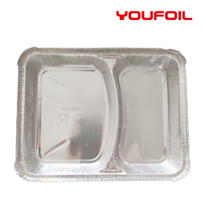 Beli Wadah Aluminium Foil Persegi Panjang Sekali Pakai 2 Kompartemen Ramah Lingkungan Nyaman online manufacture