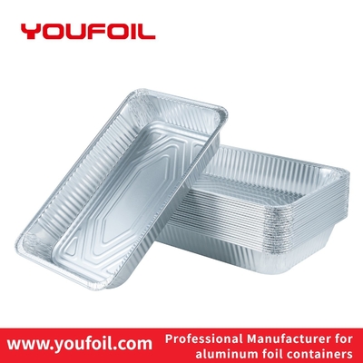Beli Wadah Makanan Aluminium Foil Bentuk Persegi Panjang untuk Barbekyu dengan Tutup Bening online manufacture