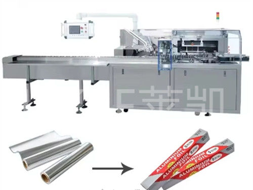 kualitas  1500kg Automatic Cartoning Machine For Small Foil Roll Packing 30-60 Boxes/min Pabrik