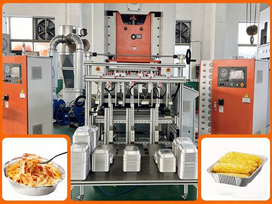 kualitas  LK-T80 Aluminum Foil Making Machine Container Hydraulic Quick Mold Change in 15 Mins Pabrik