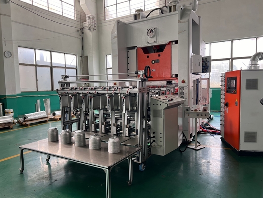 Mesin Pembuat Wadah Aluminium Foil Otomatis Kontrol PLC 5 Jalur