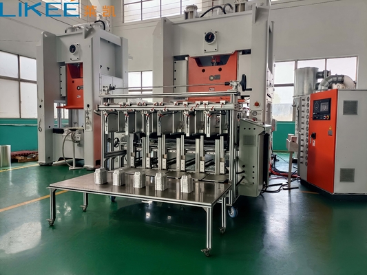 HIGH Speed Mitsubishi PLC Controlled System Aluminium Foil Makanan Container Mesin Membuat