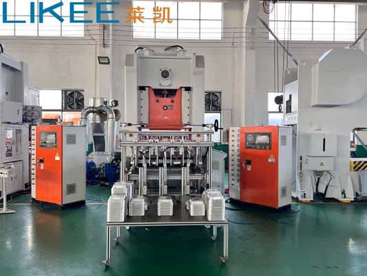 Mesin Kontainer Foil Aluminium Dengan 3 Baris Stacker T63 3 Mesin Pembuatan Pan Rongga